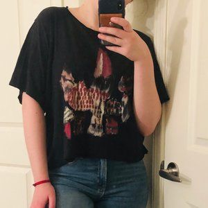 Zara Black Oversized Abstract Patterned T-Shirt